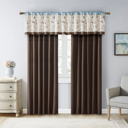 Room and Decor Embroidered Blue Window Valance, 50x18", Polyester Fabr