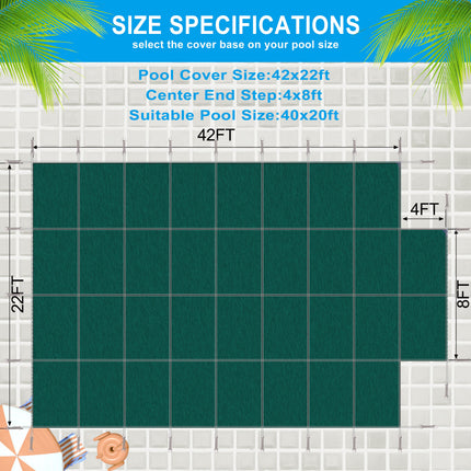 Room & Decor Pool Safety Cover, 20x40ft, Triple Stitched Mesh, Green