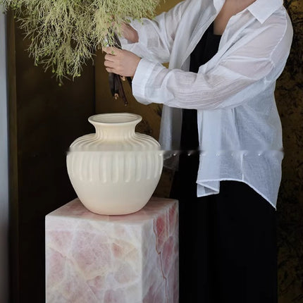Beige Ceramic Vase Midi Modern New Chinese Style Home Decor