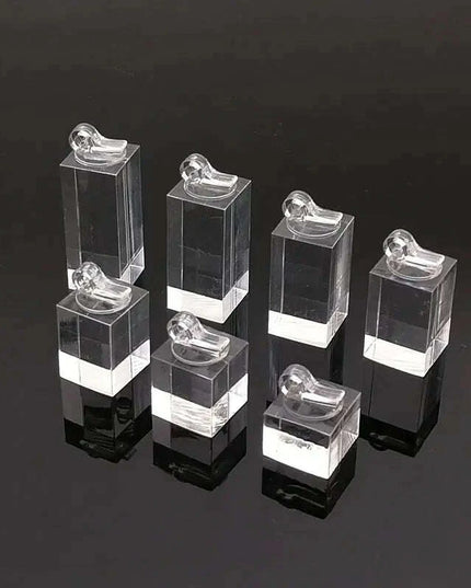 7-Piece Acrylic Ring Display Stand Set with Varying Heights for Jewelry Showcase and Photography