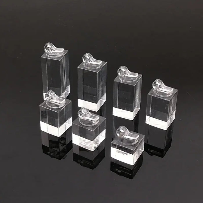 7-Piece Acrylic Ring Display Stand Set with Varying Heights for Jewelry Showcase and Photography