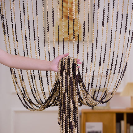 Peekaboo Studio Silver Silk Tassel Door Curtain - Punch-Free, Elegant