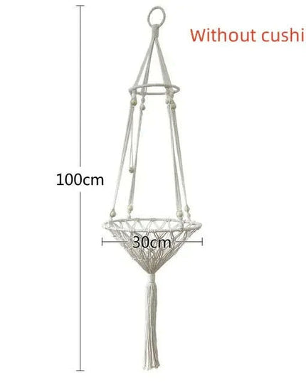 Spacious Macrame Pet Hammock - Stylish Hanging Swing Bed for Cats and Dogs, Cozy Home Accessory, Perfect Gift for Furry Friends