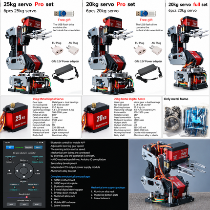 6 DOF Robotic Arm with Claw Clamp Gripper Kit Compatible 20Kg Servo fo Coding & Robotics Learning Toys 6-dof-robotic-arm-with-claw-clamp-gripper-kit-compatible-20kg-servo-for-arduino-robot-diy-kit-android-app-programmable-robot-arm Toys & Games > Learning & Education > Science Kits & Toys > Robotics Kits