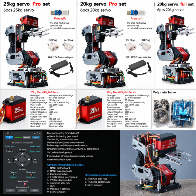 6 DOF Robotic Arm with Claw Clamp Gripper Kit Compatible 20Kg Servo fo Coding & Robotics Learning Toys 6-dof-robotic-arm-with-claw-clamp-gripper-kit-compatible-20kg-servo-for-arduino-robot-diy-kit-android-app-programmable-robot-arm Toys & Games > Learning & Education > Science Kits & Toys > Robotics Kits