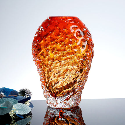 Amber Glass Vase Modern Minimalist Handmade Polished Finish