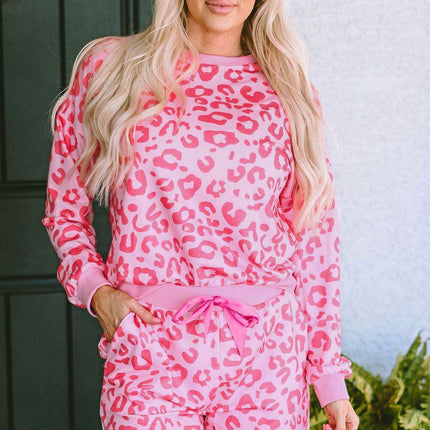 Chic Satin Pink Leopard Print Pajama Set with Bow and Shorts for Ultimate Comfort