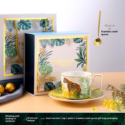 Jungle Ceramic European Light Luxury Hand Painted Cup And Saucer Suit