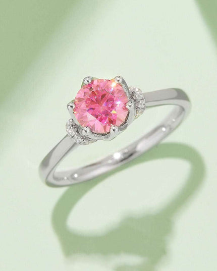 Platinum-Plated 1 Carat Moissanite Sterling Silver Ring - Elegant Fine Jewelry