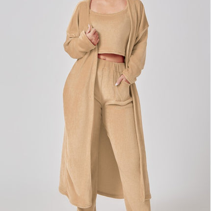 Cozy Pajama Set, 3 Piece Lounge Set, Cute Loungewear, Warm Suit Sets,
