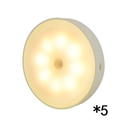 USB Rechargeable Motion Sensor Round LED Puck Light for Kitchen Cabinets