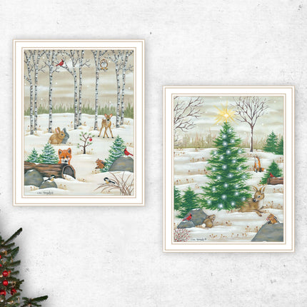 Lisa Kennedy 2-Piece Woodland "Critters For Christmas" Framed Wall Art