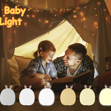 Silicone Touch Night Light For Baby Room Rabbit Shaped Ambient Lamp Clap Control