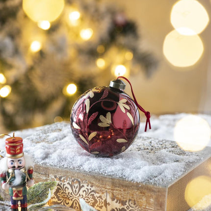 Room & Decor Set of 6 Red Glass Christmas Ball Ornaments, 3.9" Diamete
