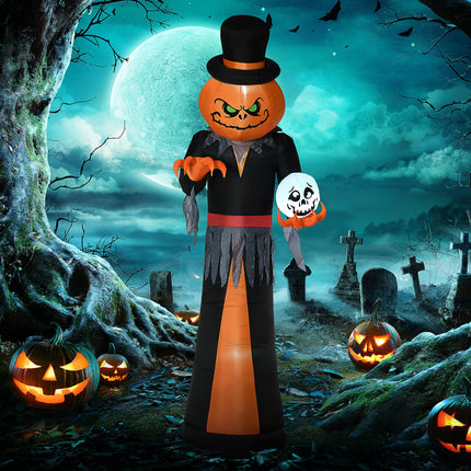 Homcom 12Ft Halloween Inflatable Pumpkin Reaper with LED Lights