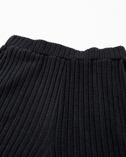 Elegant Black Ribbed V-Neck Lounge Set