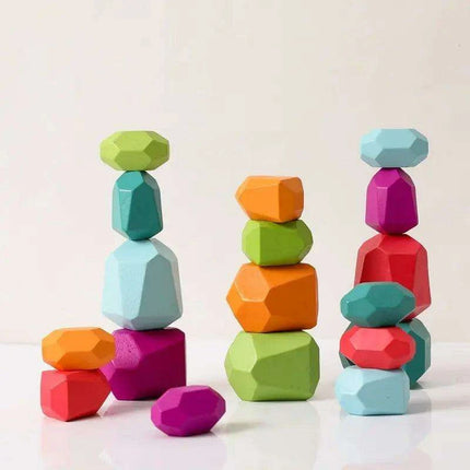 Colorful Wooden Building Blocks Kit for Creative Learning and Logical Development