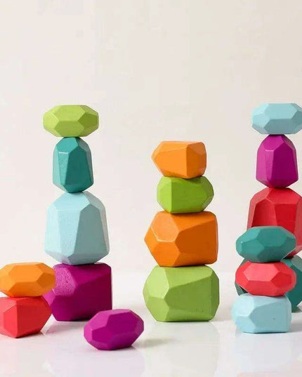 Colorful Wooden Building Blocks Kit for Creative Learning and Logical Development