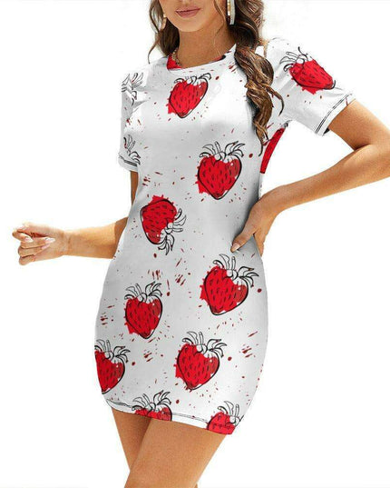 Chic White Short Sleeve Crew Neck Dress - A Must-Have for Every Wardrobe