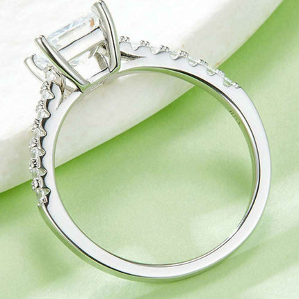 Luxurious Sterling Silver Ring with Lab Grown Diamond and Sparkling Moissanite Accents