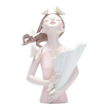 Nordic Elegance Butterfly Maiden Resin Vase - Chic Decorative Accent for Your Home