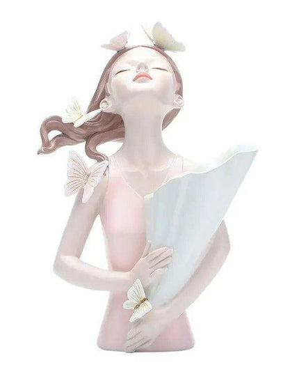 Nordic Elegance Butterfly Maiden Resin Vase - Chic Decorative Accent for Your Home