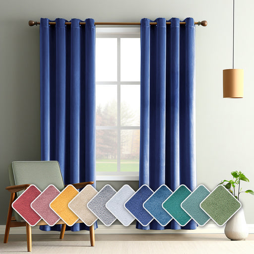 Vintage Velvet Blackout Curtain | Heat-Insulating, Perforated Eyelet, 8 Colours