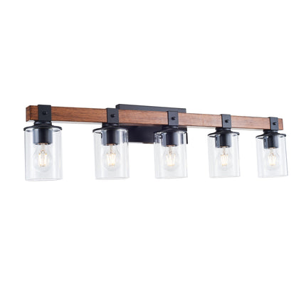 Room & Decor Rustic 5-Light E26 Vanity Light Fixture with Clear Glass