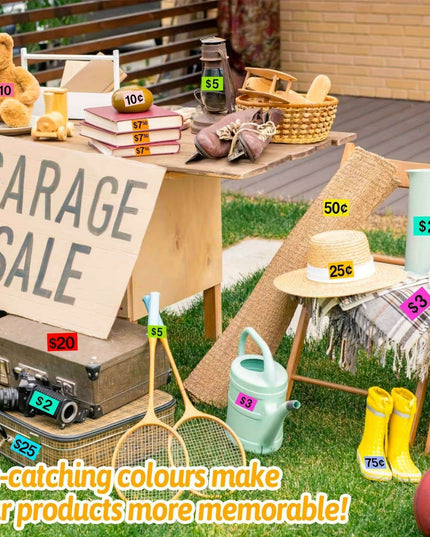 2100 Colorful Polka Dot Self-Stick Pricing Stickers for Yard Sales and Flea Markets, Matte Finish, Fun Rectangular Tags