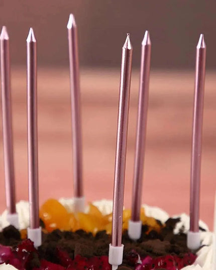 Metallic Birthday Candle Set - 6pcs Chrome Gold & Silver Cake Decorations for Weddings and Baby Showers