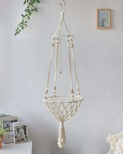 Spacious Macrame Pet Hammock - Stylish Hanging Swing Bed for Cats and Dogs, Cozy Home Accessory, Perfect Gift for Furry Friends