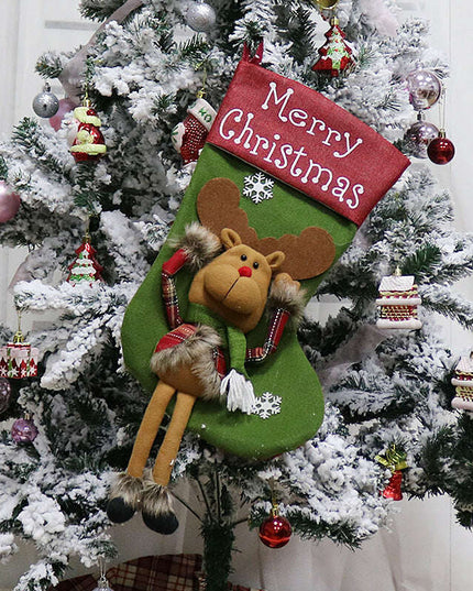 2024 New Year Xmas Big Stockings Set Decorations Christmas 3D Plush Big Sock Christmas Tree Pendant Decorating Supplies