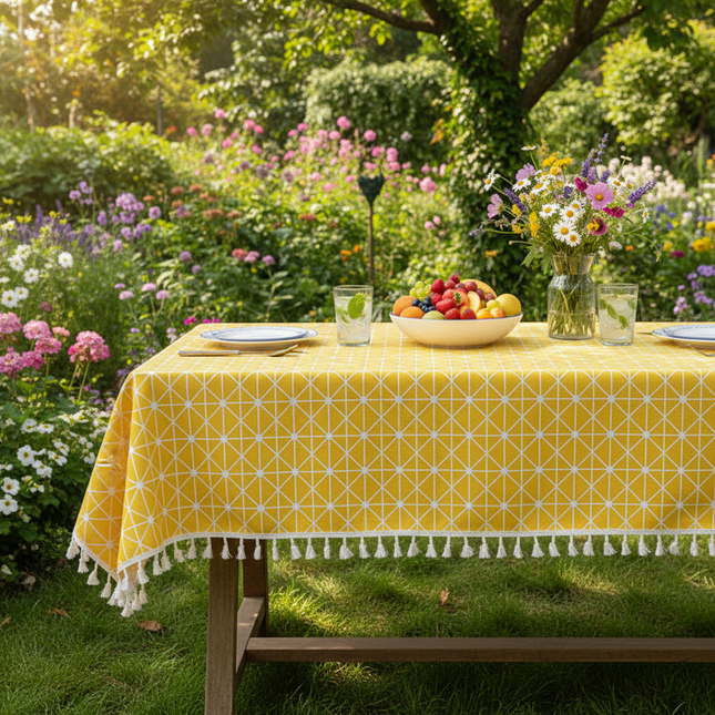 Peekaboo Studio Simple Nordic Square Lace Tablecloth - Elegant Design,