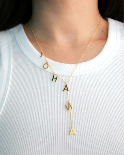 Personalized Lariat Name Necklace - Dainty Bubble Letters Jewelry for Women