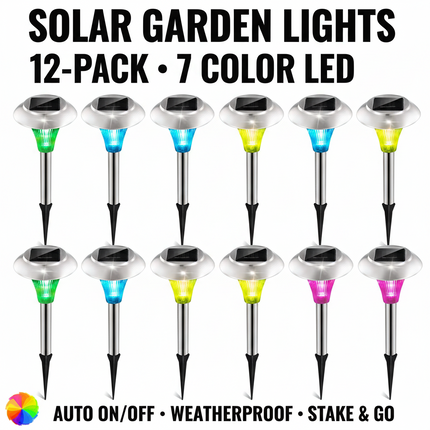 Peekaboo Studio 24-Pcs Solar Garden Lights, IP44 Waterproof, 7 Colors