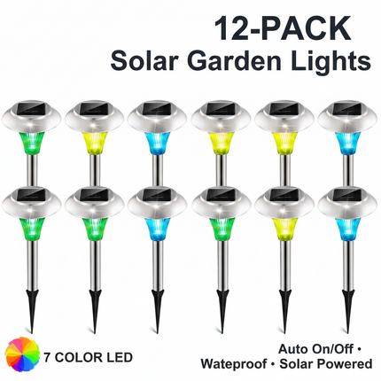 Peekaboo Studio 24-Pcs Solar Garden Lights, IP44 Waterproof, 7 Colors