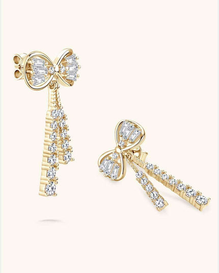Sophisticated 1.12 Carat Lab-Grown Diamond Bow Earrings with Sterling Silver and Platinum or 18K Gold Finishes