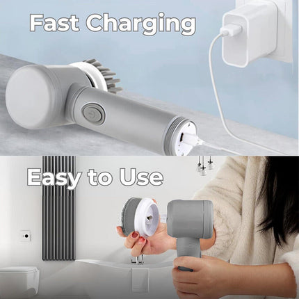 10Pcs Rechargeable Electric Cordless Cleaning Brush Spin Scrubber Turb