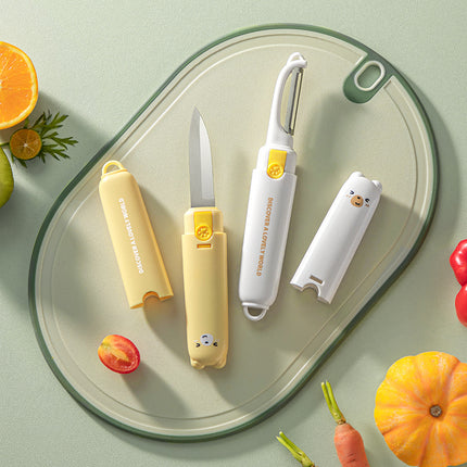 Folding Fruit Knife With Peeler – 6cm Stainless Steel Blade Multifunction Tool