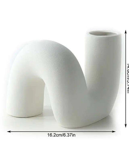 Sleek White Twisted Tube Ceramic Vase for Contemporary Decor