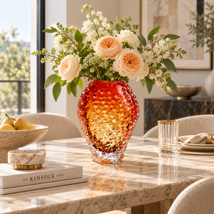 Amber Glass Vase — Handmade Minimalist Polished Finish