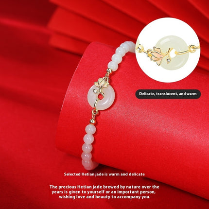 Peekaboo Studio Orchid Hetian Jade S925 Silver Magnolia Beads Bracelet