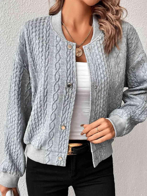 Cozy Cable-Knit Snap Front Sweater Coat