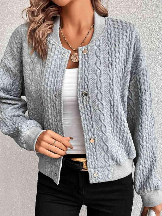 Cozy Cable-Knit Snap Front Sweater Coat