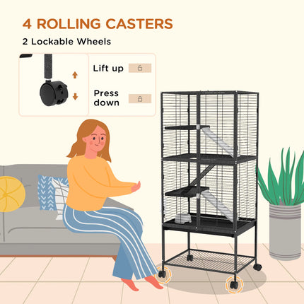 Peekaboo Studio Rolling Small Animal Cage 53.5"H with Removable Tray &