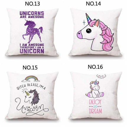 Magical Unicorn Cartoon Pillow Cover - Perfect for Kids' Spaces!