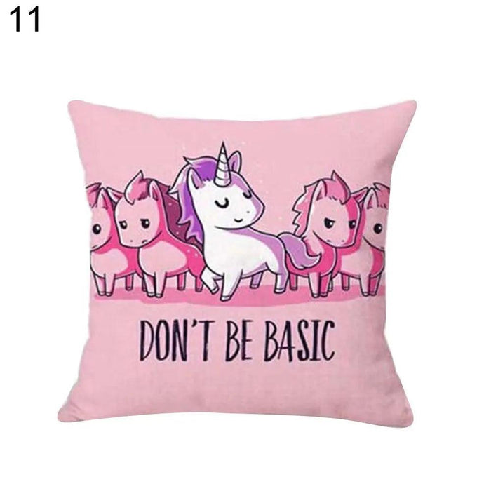 Enchanting Cartoon Unicorn Pillow Cover for Kids