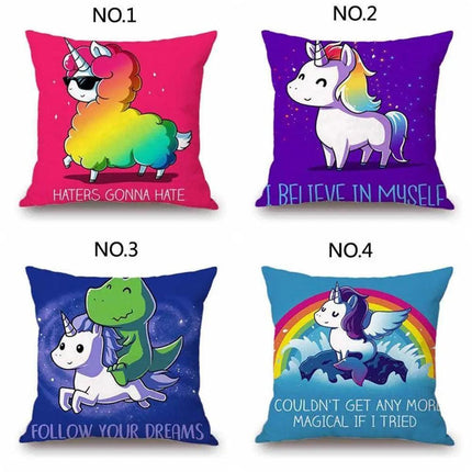 Magical Unicorn Cartoon Pillow Cover - Perfect for Kids' Spaces!