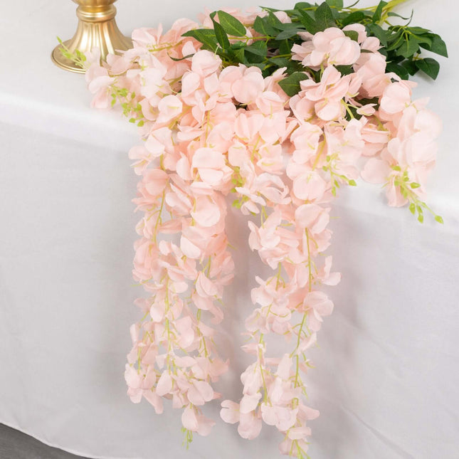 AliKopy 5 Pack 44" Silk Hanging Wisteria Garland Vines - Blush, Realis