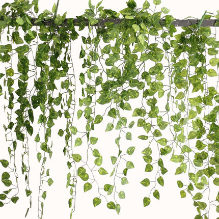 AliKopy 4 Pack Green Pothos Hanging Plants - 3ft Silk Foliage Garland